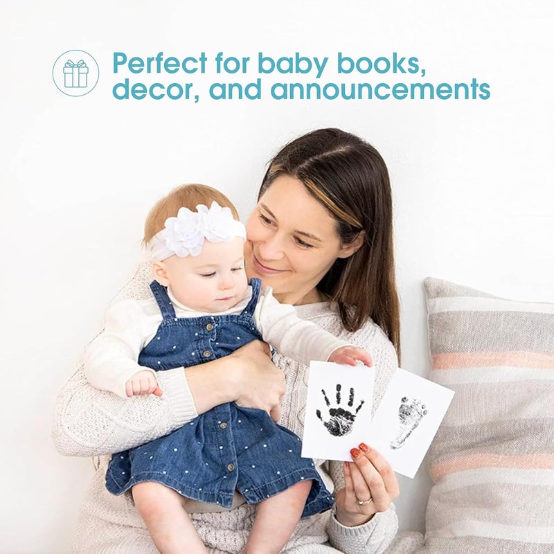 Pear Head Newborn Baby Handprint and Footprint Kit - No Mess Clean-Touch Ink Pad With Impression Cards, Safe for Skin, Perfect Keepsake for Family, Acid-Free, Black - Image 4